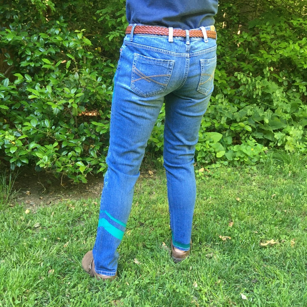 Teal Racing Stripe Jeans